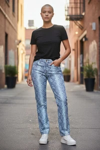 Jeans AG The Mari Snake Print High Rise Straight, Size 24 W Blue Color - Picture 1 of 5