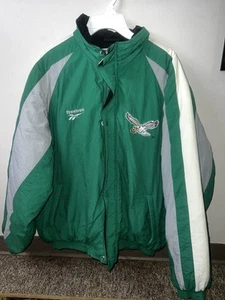 Vintage 90s Philadelphia Eagles Reebok Coat Jacket Starter Puffer Full Zip L - Picture 1 of 19