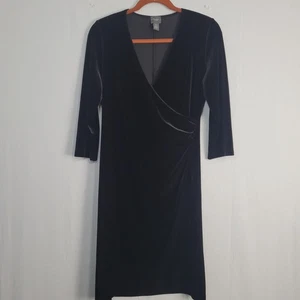 Chico's Travelers Velvet 3/4 Sleeve Surplice Dress size S/4 career classic USA - Bild 1 von 7