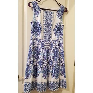 VTG Talbots Grecian Tile Print Dress Casual Career Travel Party Women’s 4P - Bild 1 von 6