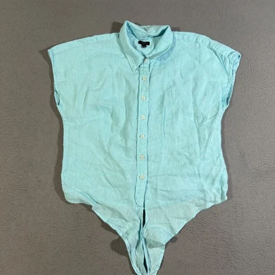 Camisa body sin mangas con botones de lino Talbots Petite mediana Foto 1 de 4