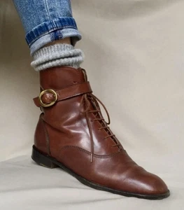 Vtg Diego Della Valle Tod’s Leather Ankle Boot Women’s 41/10 Brown Lace-up EUC - Picture 1 of 21