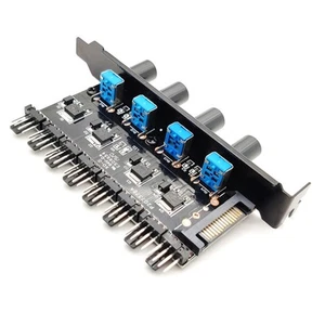 Fan Hub Regulator PC Fans SATA Powered 12V Computer Case 8 Way 4 Knob SATA T2P3 - Afbeelding 1 van 6