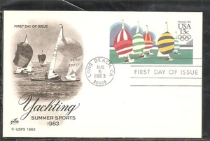 US SC # UX100 Olympics 84, Yachting FDC. Artcraft Cachet. - Picture 1 of 1