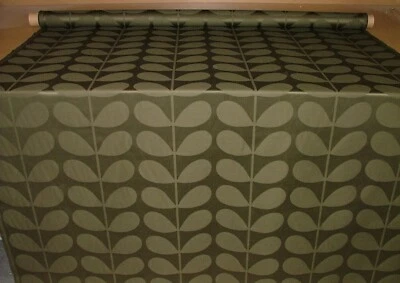 Orla Kiely Cotton Fabric  Jacquard Stem Khaki Green Curtain Upholstery Cushion - Image 1 of 4