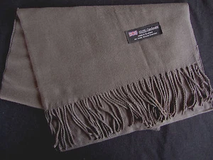 100% Cachemira Bufanda de Invierno Bufanda Escocia Cálido Sólido Gris Carbón Chal NUEVO - Imagen 1 de 2