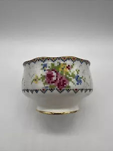 Vintage Antique Royal Albert Petitpoint Stitch Pattern Bone China Sugar Bowl - Picture 1 of 8
