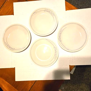 Corell Four Small Dishes 6.75" Diameter Light Blue Trim - Picture 1 of 3