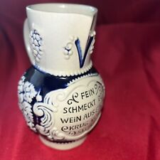 W. German "Fein Schmeckt Der Wein Aus Einem Krug Von Stein" Salt Glaze Pitcher