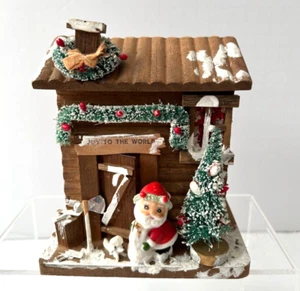 Vintage Coasters Santa Christmas Cottage Cabin Enesco Set Of 6 Wood And Cork - Picture 1 of 10