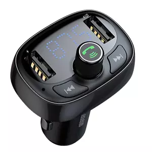 FM Transmitter Auto KFZ Radio Adapter 2x USB-A Anschlüsse Bluetooth 4.2 Schwarz - Bild 1 von 9