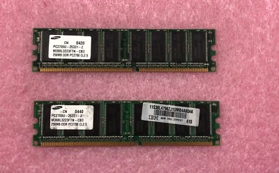 2 X 256MB SAMSUNG PC-2700 DDR-333 NON-ECC MEMORY M368L3223FTN-CB3 - 512MB TOTAL - Image 1 of 2