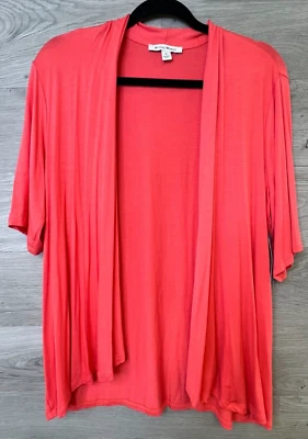 Studio Works Cárdigan Abierto Suéter Mujer Extra Grande Rosa Coral Manga 3/4 NUEVO Foto 1 de 4