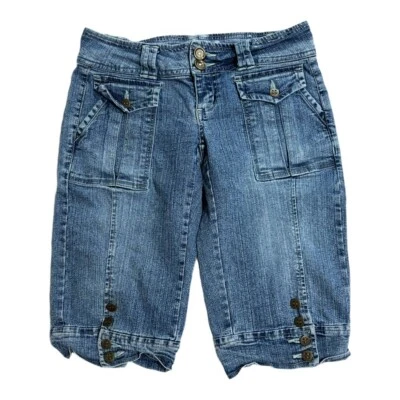 Pantalones Cortos Mujer’s Vintage 2000’s Y2K Utility Azul Denim Carga Talla 1 Foto 1 de 4