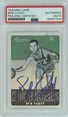 2014 Panini Prestige Pioneers Bob Cousy Signed PSA DNA Certified Autograph HOF - Image 1 of 2