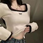 Plush Knit Pullovers Square Neck Bow Sweater Cute Knitted Sweater  Party