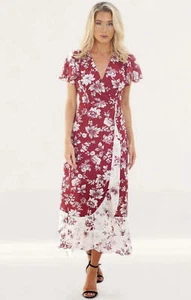 French Connection Womens Floral Print Floral Print Midi Dress V-Neck RRP £125 - Picture 1 of 17