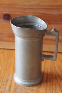Antique Pewter Pitcher Cup HEAVY 1/2 Liter Mug with Hallmarks L H M K Vintage 