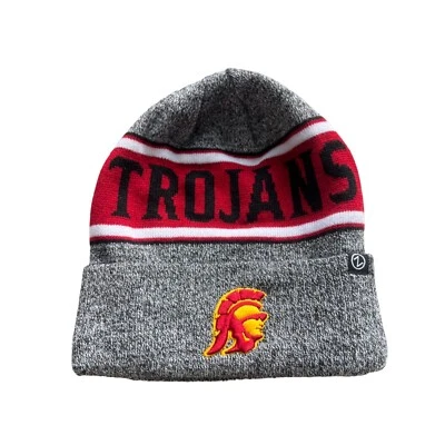 Zephyr USC Trojans Knit Beanie Hat Unisex OSFA Gray Red Cozy Staple College NEW - Image 1 of 4