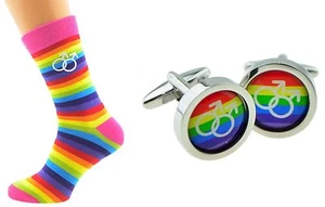 Calcetines al tobillo de diseño arco iris para hombre + gemelos. Bodas etc X6N552/BOB030 - Imagen 1 de 1