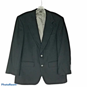 ROUNTREE & YOURKE Blazer uomo 40R nero pelo di cammello 2 bottoni singola sfiato - Foto 1 di 10