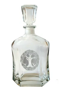 Tree of Life Glass Decanter 24 oz, Free Personalized Engraving - Picture 1 of 4