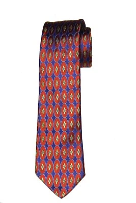 Ted Baker London Silk Tie Red Blue Yellow Geometric Men's Long - Image 1 of 2