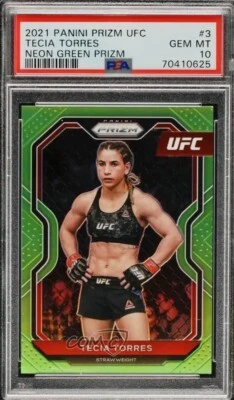 2021 Panini Prizm UFC Neon Green Prizm #7/75 Tecia Torres #3 PSA 10 Gem Mint - Image 1 of 2
