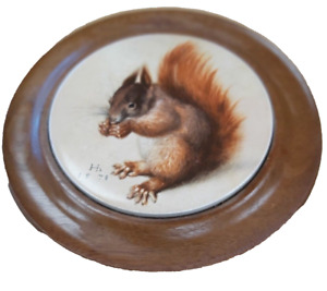 HANS HOFFMANN Red Squirrel 1578 Print on ceramic tile, set into solid wood frame
