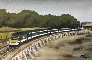 ORIGINAL WATERCOLOUR - Great Western HST 125. - Picture 1 of 1