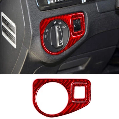 Cubierta de control de faros de coche de fibra de carbono roja para Volkswagen Golf 2013-2017 Foto 1 de 4