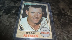 1968 TOPPS WOODIE FRYMAN AUTOGRAPHED BASEBALL CARD - Picture 1 of 2