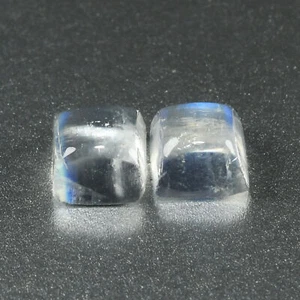 0.97Ct [2 Pcs Perfect Pair] Square 4.2 x 4.1 MM Natural Blue Flashing MOON STONE - Picture 1 of 5