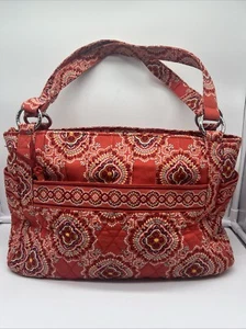 Vera Bradley Handtasche Beuteltasche groß STEPHANIE Plissee Schultertasche paprika orange türkis - Bild 1 von 7