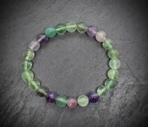 +Natur+ REGENBOGEN-FLUORIT Edelstein-Armband Kugelarmband Ø 8 mm NEU A-Qualität - Bild 1 von 1