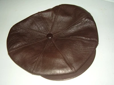 De colección Dobbs 7-1/2 8 Paneles Cuero Marrón Tapa Plana Cabbie/Newsboy Usado Foto 1 de 4