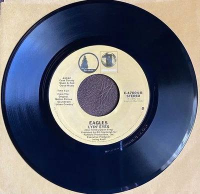 JOHNNY LEE Looking For Love EAGLES Lyin' Eyes 45 Vinyl Record Asylum E-47004-B - Image 1 of 2