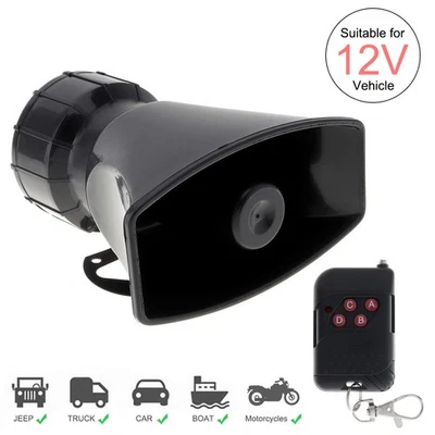 100W 12V Car Truck Fire Alarm Siren Horn Warning Loud Speaker System 7-Tones UK - Image 1 of 4