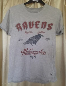 Mens Grey Cotton Tshirt Ravens Motorcycles Size Small - Picture 1 of 1