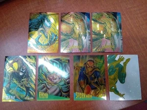 Fleer Ultra Spider Man Masterpieces Golden Web Clear Chrome Lot Of 7 - Picture 1 of 14