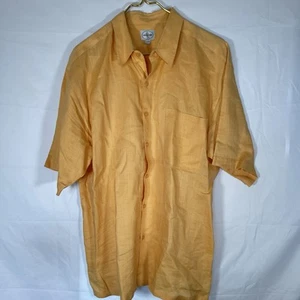 Linea Uomo Shirt Mens XL Orange Linen Lightweight Short Sleeve - Picture 1 of 11