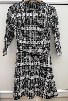 BNWT Primark Atmosphere Black & White Textured Dress With Belt Size 8 - Image 1 of 4