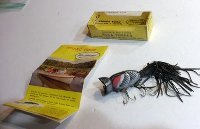 Raro, Vintage Arbogast Hula Popper, Red Wing Blackbird Un Lado, Señuelo y Caja Foto 1 de 4