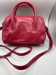 Cole Haan Snakeskin Embossed Pink Leather Mini Satchel Crossbody Shoulder Bag - Picture 1 of 18