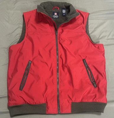 Chaps Mens Vest Size Medium Red/Gray Fleece Lined Nylon Outer - Image 1 of 4