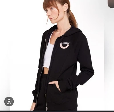 Spiritual Gangster Gratitude Raglan Zip Hoodie XS Black NWT - Image 1 of 4