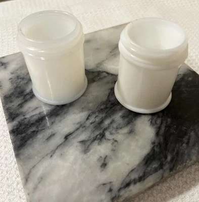 Vintage Menthol Atum Reg Trade Mark Milk Glass Small White Jar + 1 Jar Unmarked - Image 1 of 4