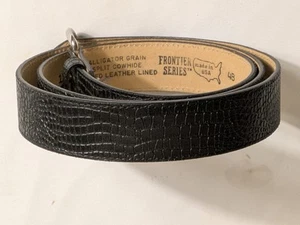 Frontier Series Black 1.5" Alligator Grain Split Leather Size 48 Belt USA Made - Picture 1 of 11
