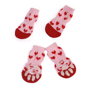 4Pcs Cute Pet Dog Anti Slip Socks Hosiery Cotton Warm Puppy Supplies Stockings