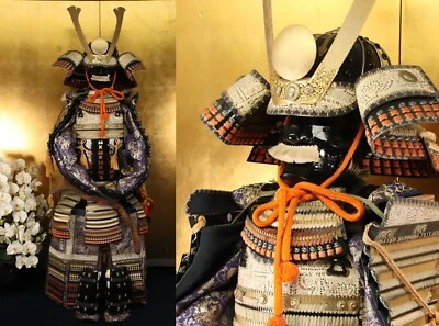 Armadura Samurai Japonesa Yoroi 63.8 pulgadas Kabuto Kanata Kimono Luna Maetate con Caja Foto 1 de 4